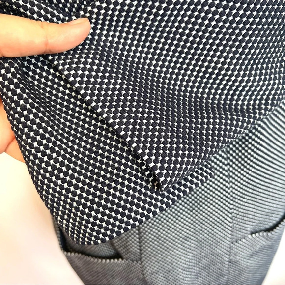 Boden Sarah Jacquard Hexagon Pattern Navy White Sheeth 3/4 Sleeve Dress Size 6 - Picture 7 of 16